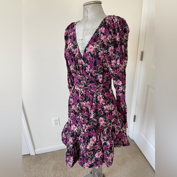 ROTATE FLORAL PRINT WRAP MINI DRESS LONG SLEEVE LIKE NEW WORN ONCE - Picture 2 of 10